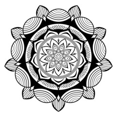 Creative black simple mandala design With white background