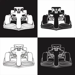 Fototapete Formula racing car front view, isolated vector silhouette, ink drawing © sf_freelancer