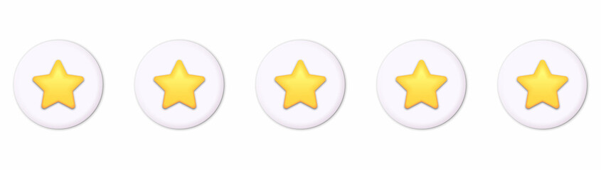 Five Star Feedback. customer review concepts. Reviews stars with good and bad rate and text. 3D Web Illustrations.
