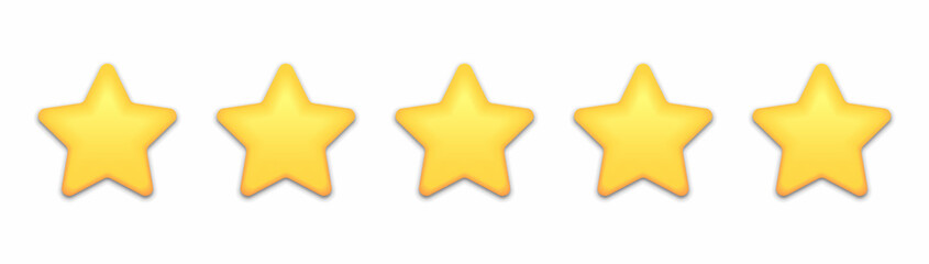 Five Star Feedback. customer review concepts. Reviews stars with good and bad rate and text. 3D Web Illustrations.