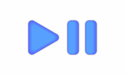 Icon play, pause button 3d illustration