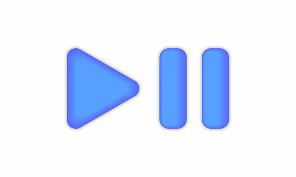 Icon play, pause button 3d illustration