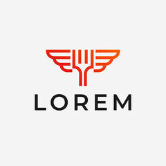 Creative Fork and Wing Logo Design Ideas