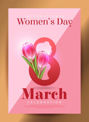 Realistic design international women's day vertical poster template