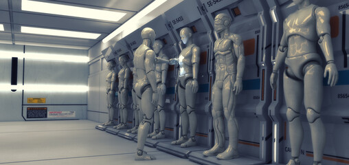 3D render. Cloning humanoid figures
