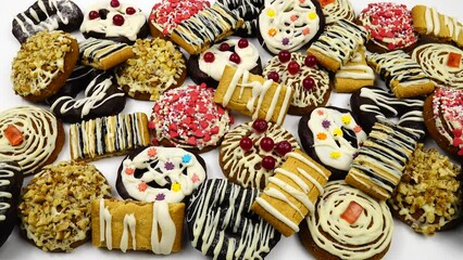 Cookies of the different types and of the various decorated are on a white background