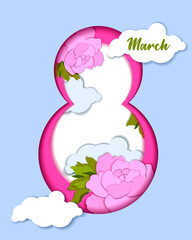 vector paper postcard for international women's day