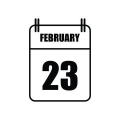 Outline February 23 Calendar Icon Vector Illustration . Date , Day Of Mouth
