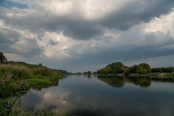 rzeka, zachód słońca