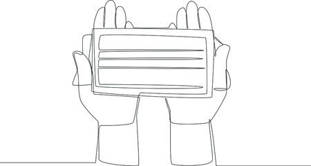 Variety of face masks. Temporary hand painting using black and white background. Vector illustrations. Covid-19. Pandemic.