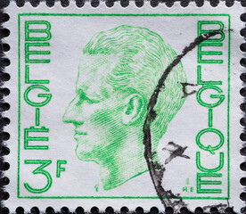 Belgium - circa 1976 : a postage stamp from Belgium, showing a portrait of the King of the Belgians...