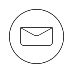 Mail envelope icon. Round message line icon for web and print isolated on white background.