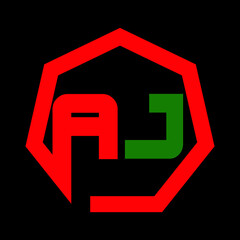 Red and Green AJ Letter Logo Design. Creative Icon Modern Letters Vector Logo With Background.
