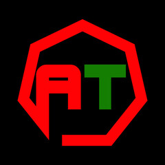 Red and Green AT Letter Logo Design. Creative Icon Modern Letters Vector Logo With Background.