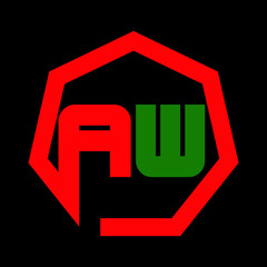 Red and Green AW Letter Logo Design. Creative Icon Modern Letters Vector Logo With Background.