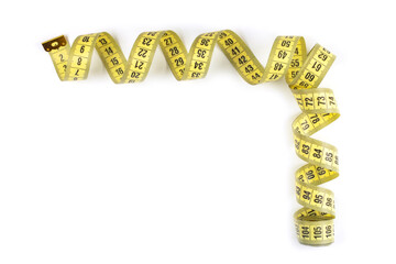 Measure tape in different positions isolated on white background