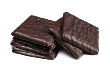 Close up a chocolate bar isolated on white background