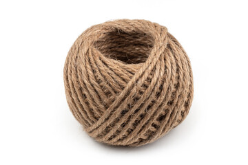 Coil of rope closeup on white background isolated