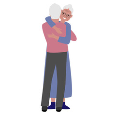 A hug from an elderly couple.