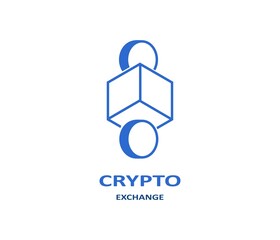 Crypto exchange, digital currency mining logo design. Blockchain and NFT technology, stock exchange logotype