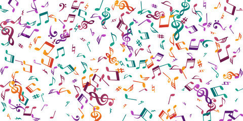 Music note symbols vector backdrop. Song notation - obrazy, fototapety, plakaty