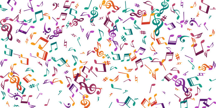 Music note symbols vector backdrop. Song notation