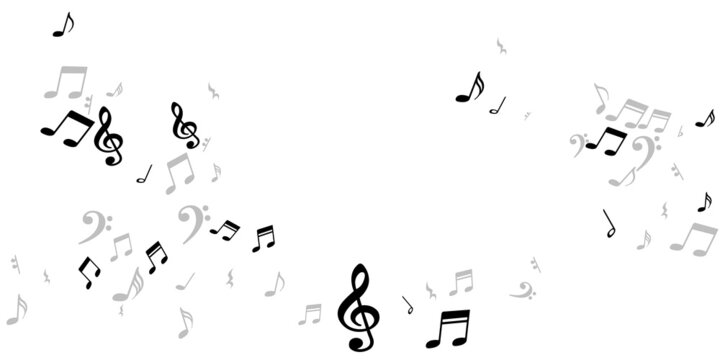 Music notes flying vector illustration. Melody