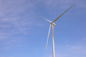 Wind energy.windmills against the blue sky.Ecological energy generation.Wind power plant.copy space.  Energy concept.
