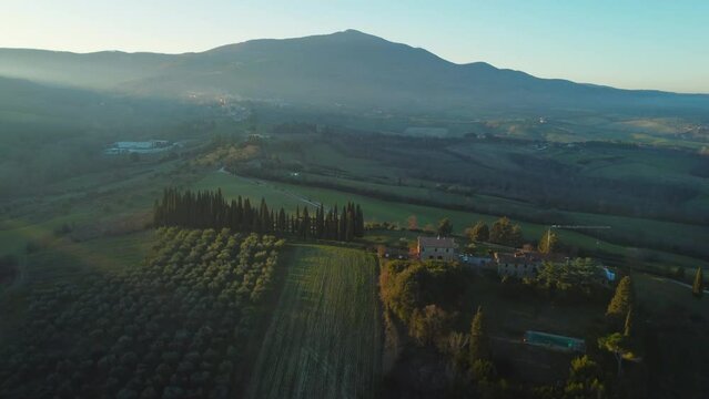 Drone  - Italy, Tuscany - Sunset - Winter mood_3 (4K)