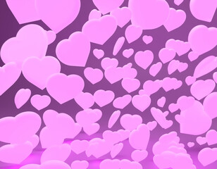 Background of pink hearts 3d rendering