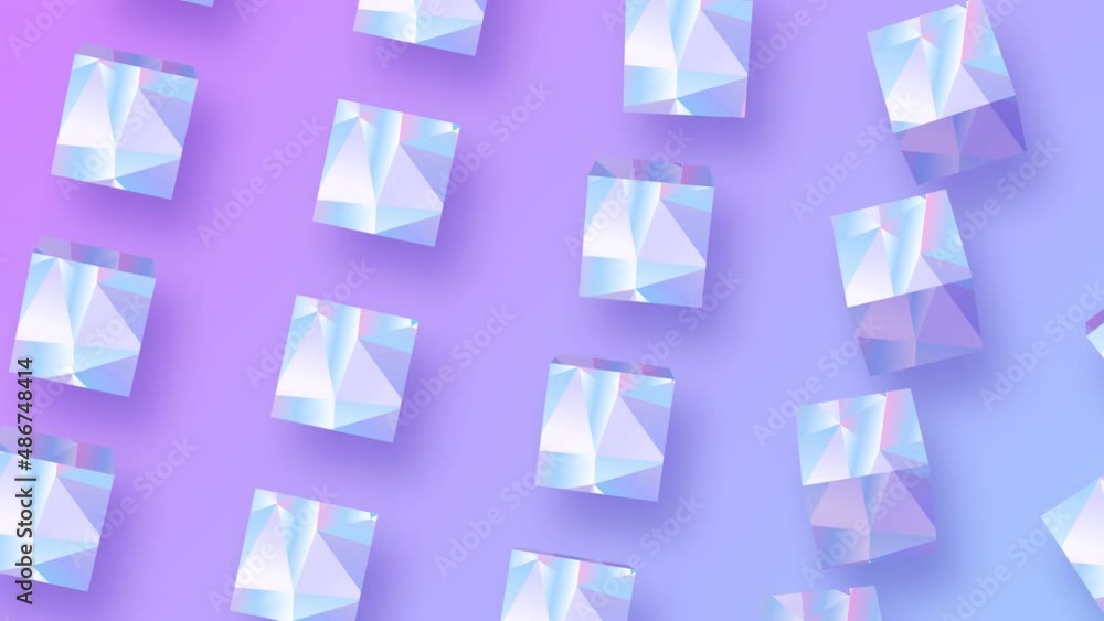 Poster abstract pattern cubes 3d render with gradient holographic color of hologram. geometric decorative d