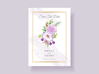 beautiful purple floral wedding invitation card template