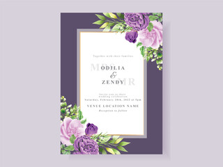 beautiful purple floral wedding invitation card template