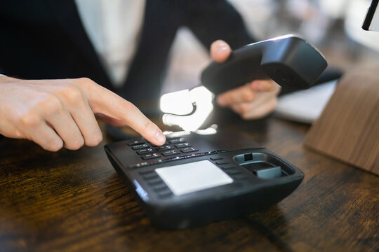 Hand Dialing Telephone Number To Make Phone Call