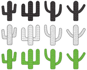 Isolated Cactus icons. Cactus vector icons. Cactus silhouettes illustrated on white