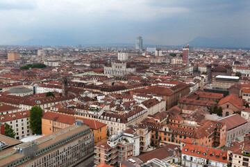 Fototapeta na wymiar Aerial view of central Turin, Italy