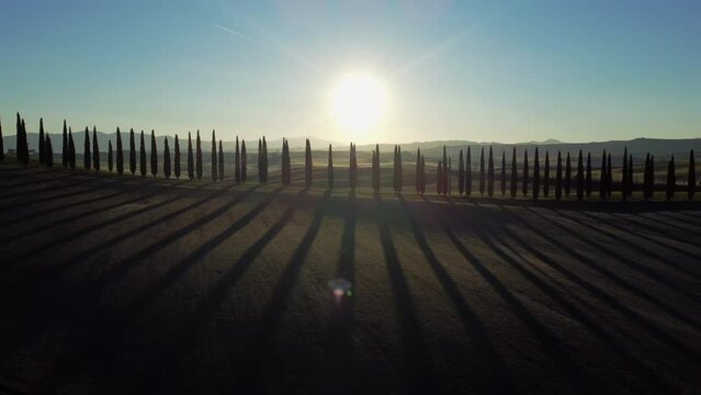 Drone - Italy, Tuscany - Sunrise - Winter mood (4K)