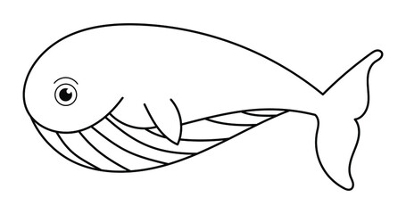 Vector illustration of cartoon whale - Coloring book