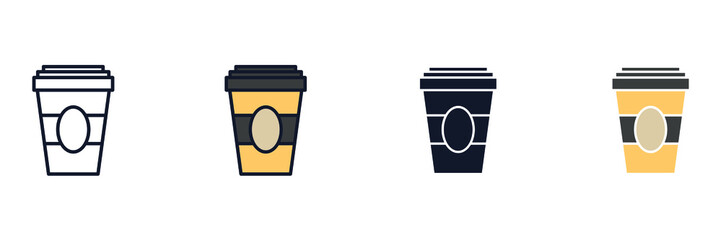 Disposable coffee cup icon symbol template for graphic and web design collection logo vector illustration