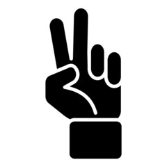 Victory Sign Hand Gesture Flat Icon Isolated On White Background