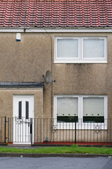 Derelict council house in poor housing estate slum with many social welfare issues in Aberdeen