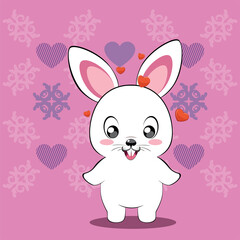 White bunny with heart card