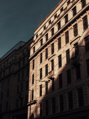 Facade of Building at Sunset