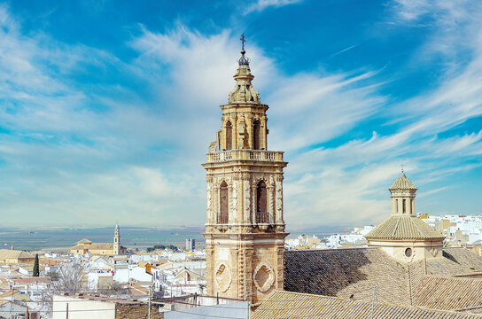 Church and tower of La Merced in Osuna, Seville, Spain