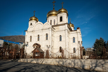 Fototapeta premium Spassky Cathedral of Pyatigorsk, Russia - February 12, 2022