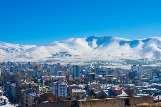 Nigde City view from castle hill in Turkey