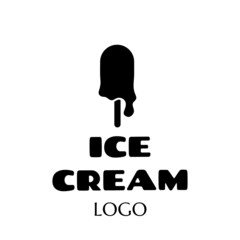 fast food vector logo sticker with text and ice cream. label with lettering for words ICE CREAM. badge, emblem, signboard. ice-cream symbol. unique junk food logo design concept and idea