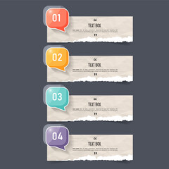 Text box design with note papers banner.	
