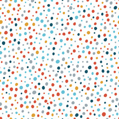 Colorful Polka Dots Pattern. Abstract Doodle Stain Seamless Multicolor Vector Background. 