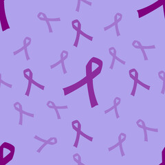 Seamless pattern purple ribbons for support pancreatic cancer cystic fibrosis epilepsy Alzheimer’s Disease EPS10